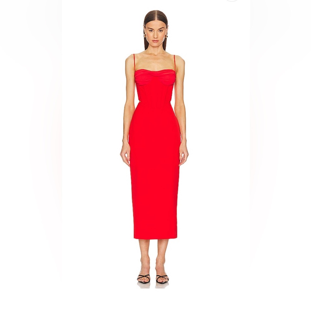 Bardot Martini Midi Dress in Red - Size L (US 8)